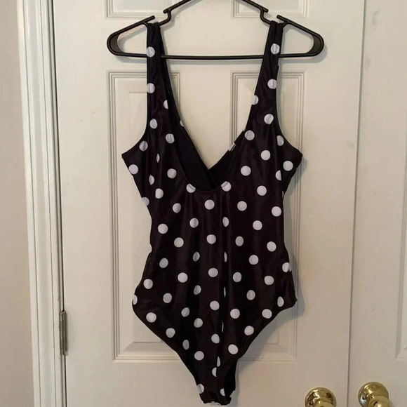 Blooming Jelly One Piece Swimsuit Black White Dots - Picture 3 of 7
